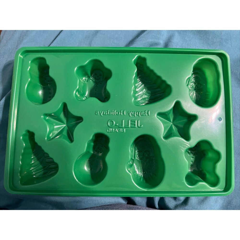 Happy Holidays Jell-o Brand Jigglers Mold Christmas Shapes Green Plastic